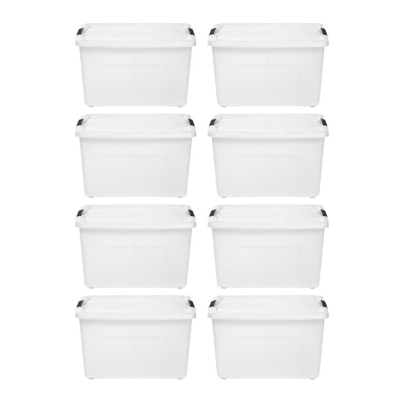 60 Qt./15 Gal. Plastic Storage Boxes with Latching Lids in White, 13" H x 22" W x 16.6" D
