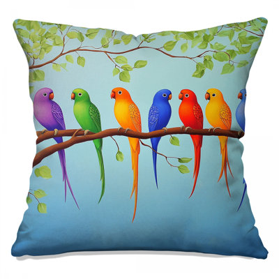 Parrots Throw Pillow, Animals Double Sided Pillows