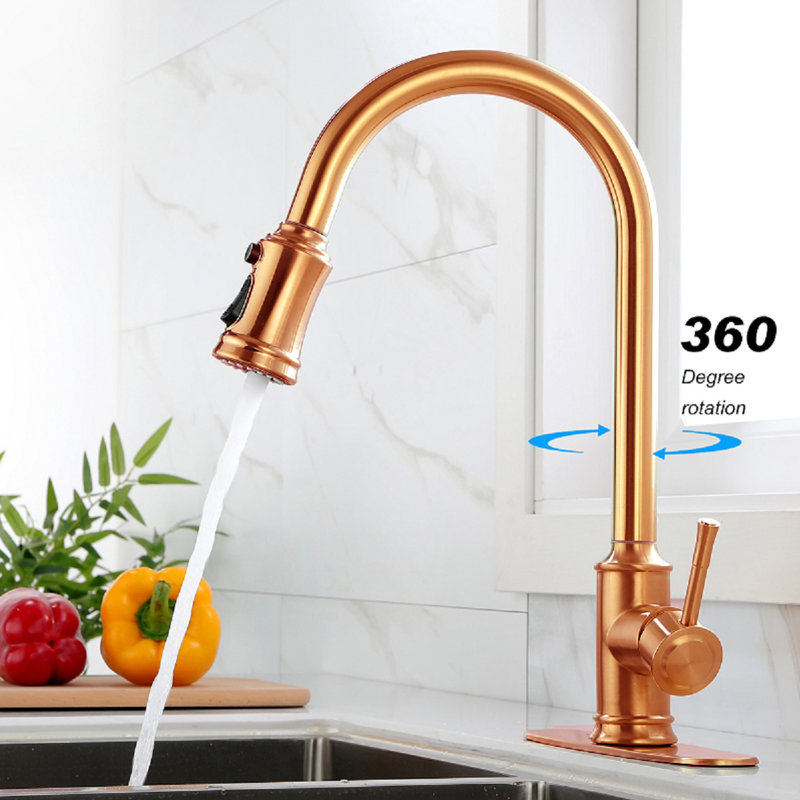 Senbabe SBD3-W-92851557 Pull Out Touch Kitchen Faucet,  Gold