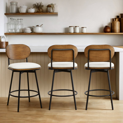 Avriel Modern Swivel and Metal Upholstered Stool