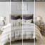 Housse de couette 100% coton pour très grand lit / très grand lit - gris anthracite, coton, fermeture à boutons, literie à rayures avec rayures gris anthracite, 4 attaches de coin, chambre à coucher
