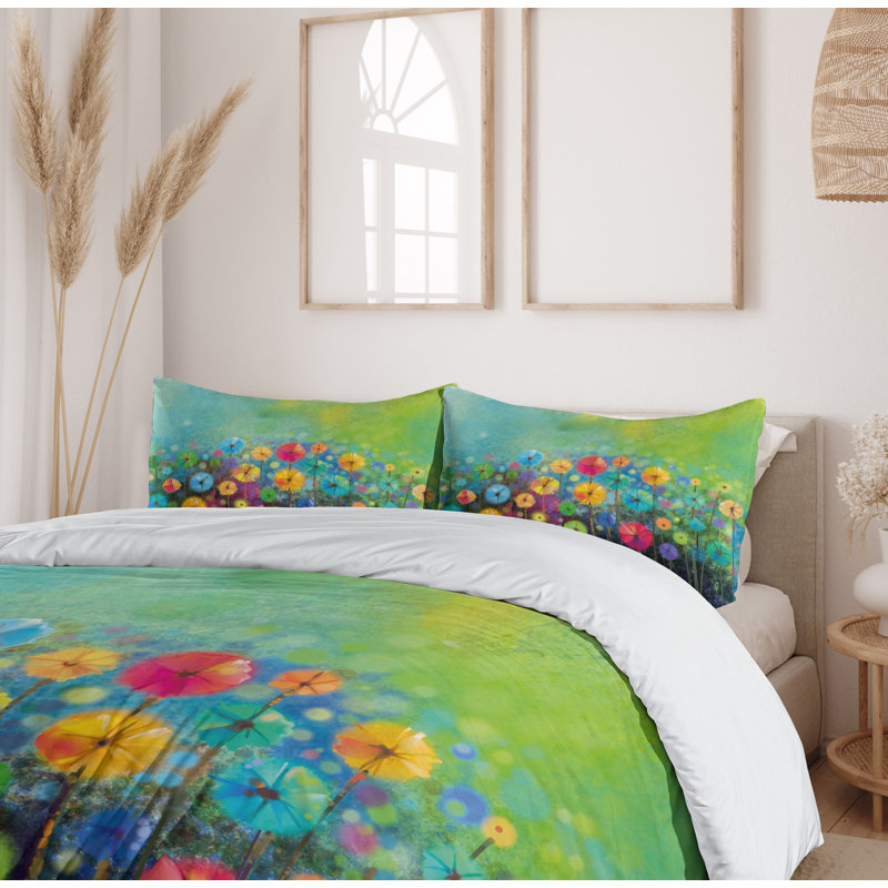 Watercolor Flower Home Traditional Polyester Floral Duvet Cover, Twin