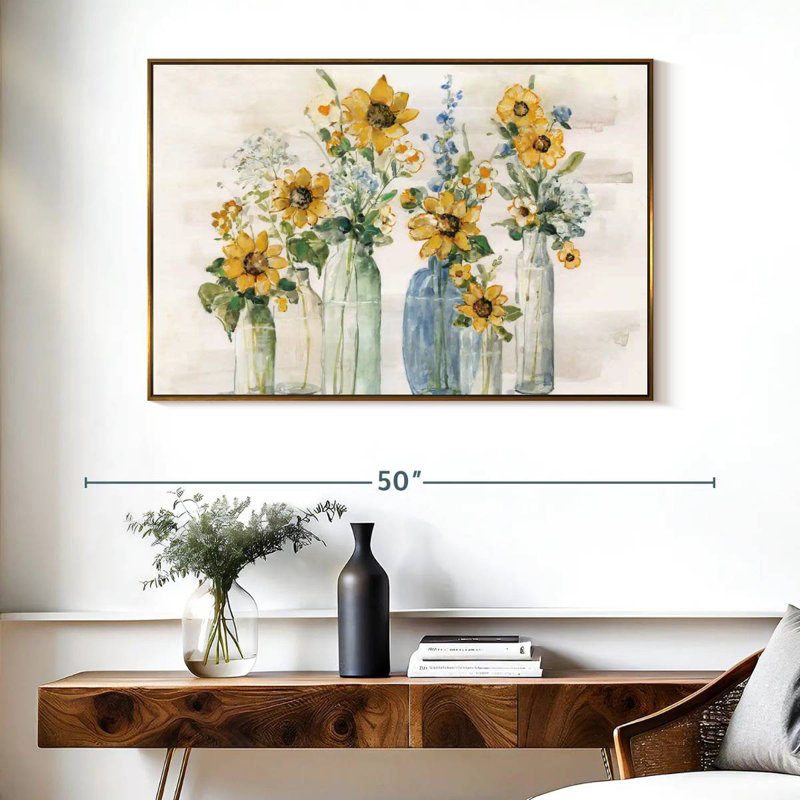 Tournesol spectaculaire, Cadre flottant doré, 43 po x 29 po