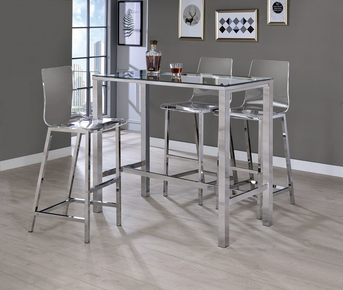 Orren Ellis Ananio 4 - Piece Glass Top Trestle Dining Set | Wayfair