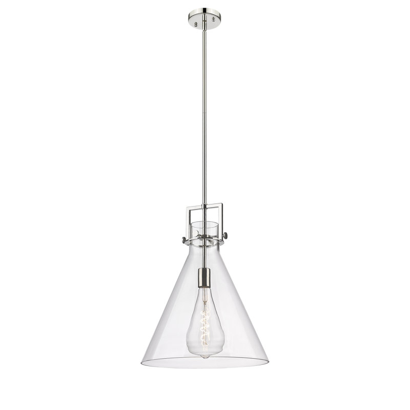 Luminaire suspendu avec tige 30 po Coterie, Transparent, H 20,38 po x l 16 po x P 16 po, Nickel poli