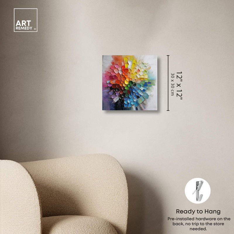 «Elysian Colorbloom Canvas», art abstrait moderne par Art Remedy, H 12 po x l 12 po x P 1,5 po, Toile tendue