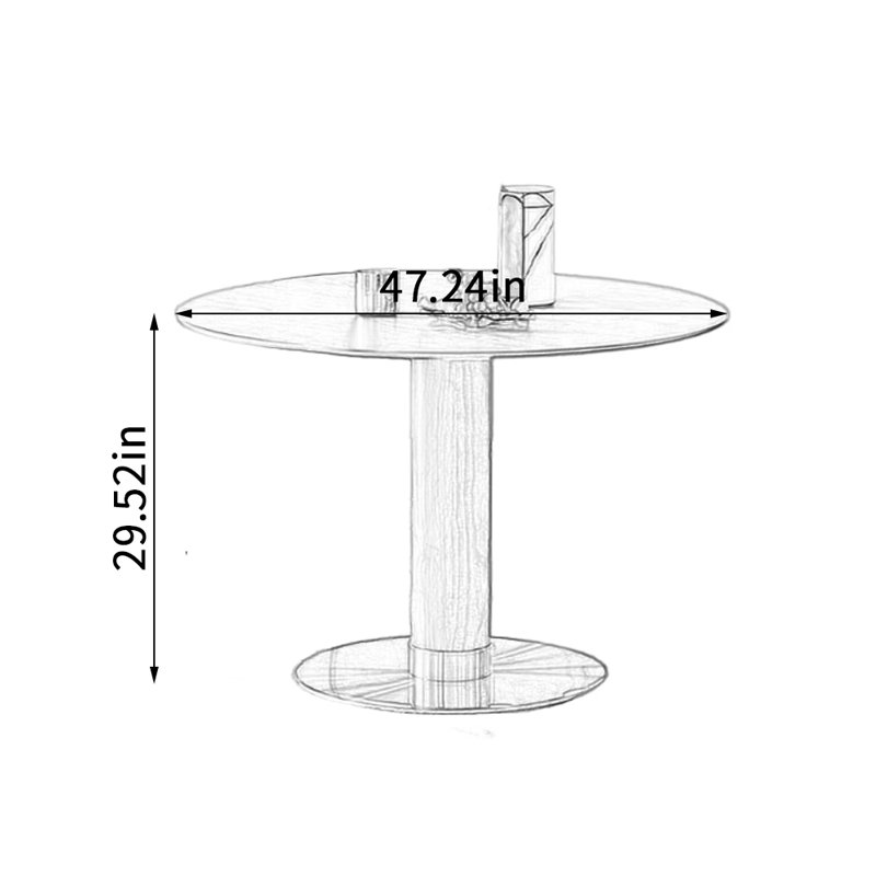 Simple Retro Durable Beautiful Round Dining Table, Black, Black/Silver, 29.52"H x 47.24"L x 47.24"W