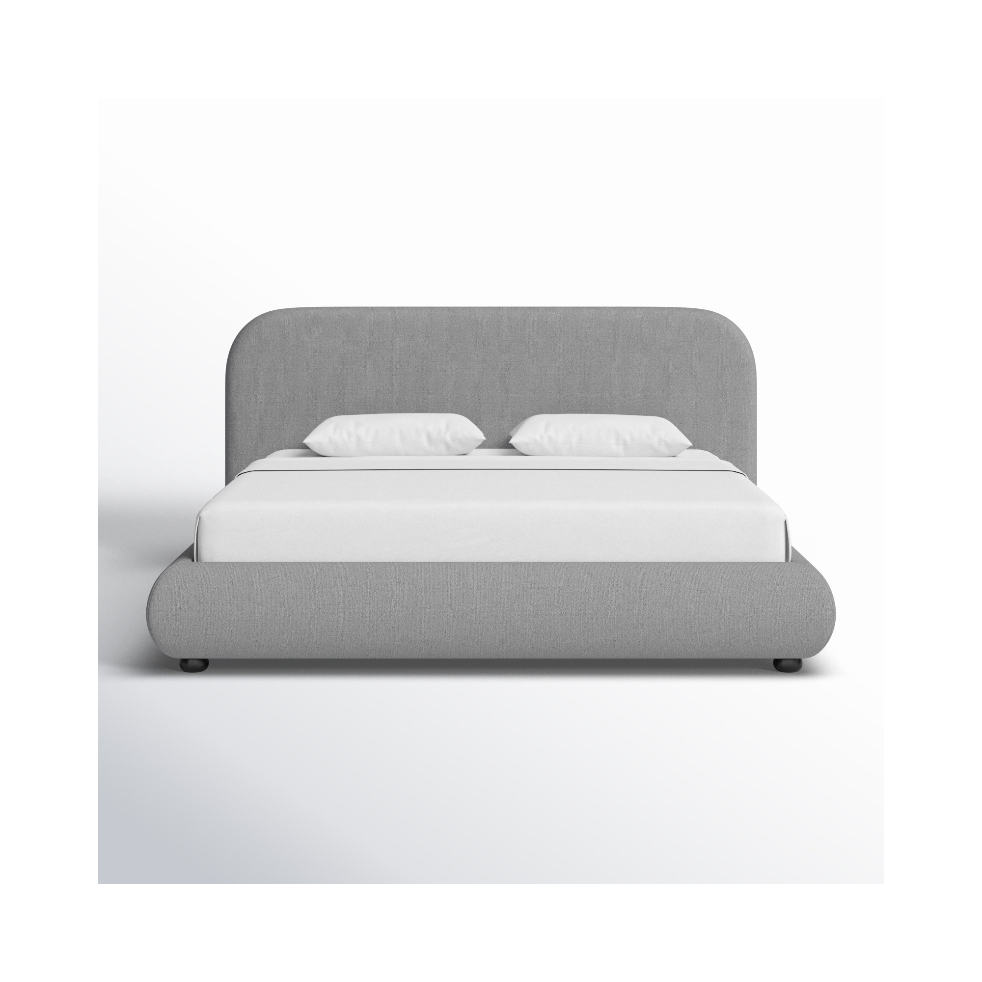 Reggie Upholstered Platform Bed, Dark Grey Performance Boucle, King