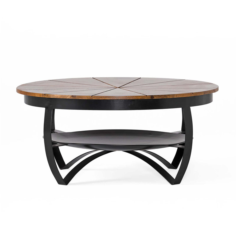 Meroy Round Mango Wood and Iron Coffee Table