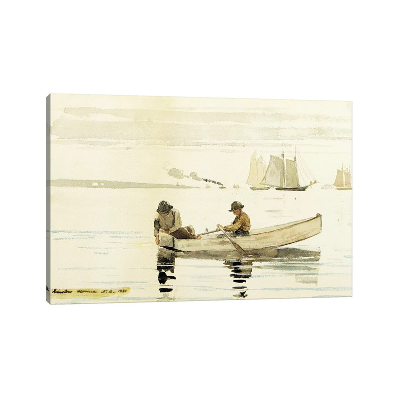 Boys Fishing, Gloucester Harbor, 1880 by Winslow Homer - Wrapped Canvas Gallery-Wrapped Canvas Giclée