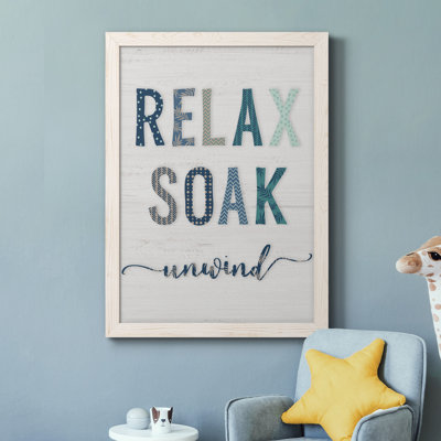 Relax Soak Unwind - cadre photo, art textuel sur toile