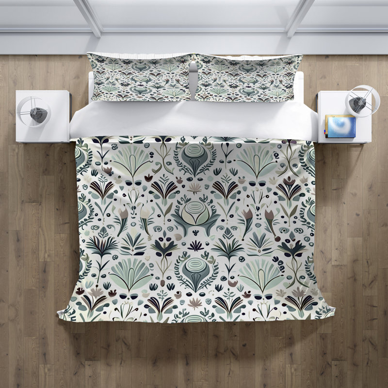 Polyester Floral Duvet Cover, Queen Duvet Cover + 2 Queen Shams