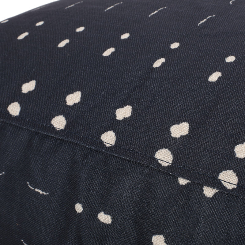 Pouf carré en tissu Dalm, bleu foncé et blanc