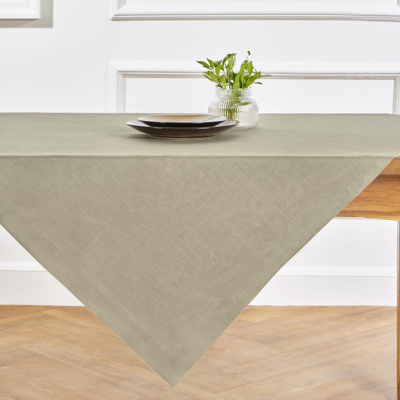 Fete - 100% Pure Linen Table Throw, Vintage Khaki, Solid Color