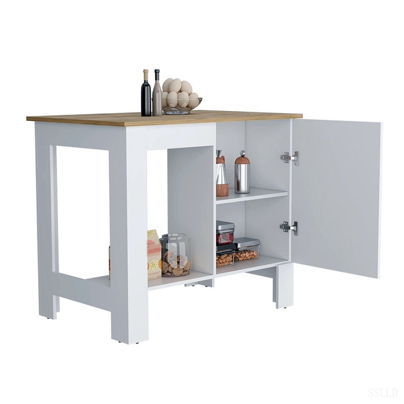 Îlot de cuisine Shoproni, un tiroir, finition blanche
