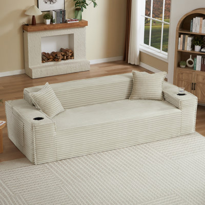 Compression Sofas, 80.7 Inch Corduroy Modern Couch For Compact Home