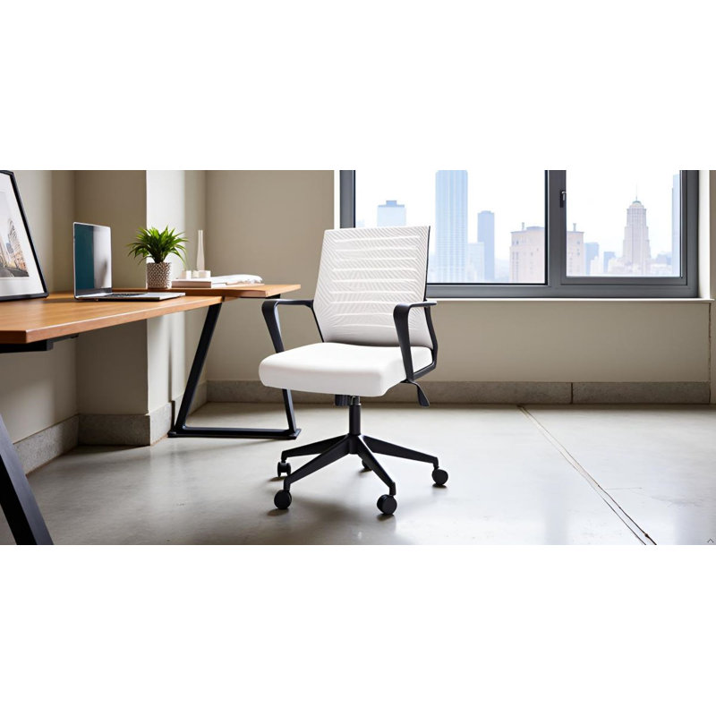 Motif Ribbed Back Office Task Chair with Arms, Light Gray, White