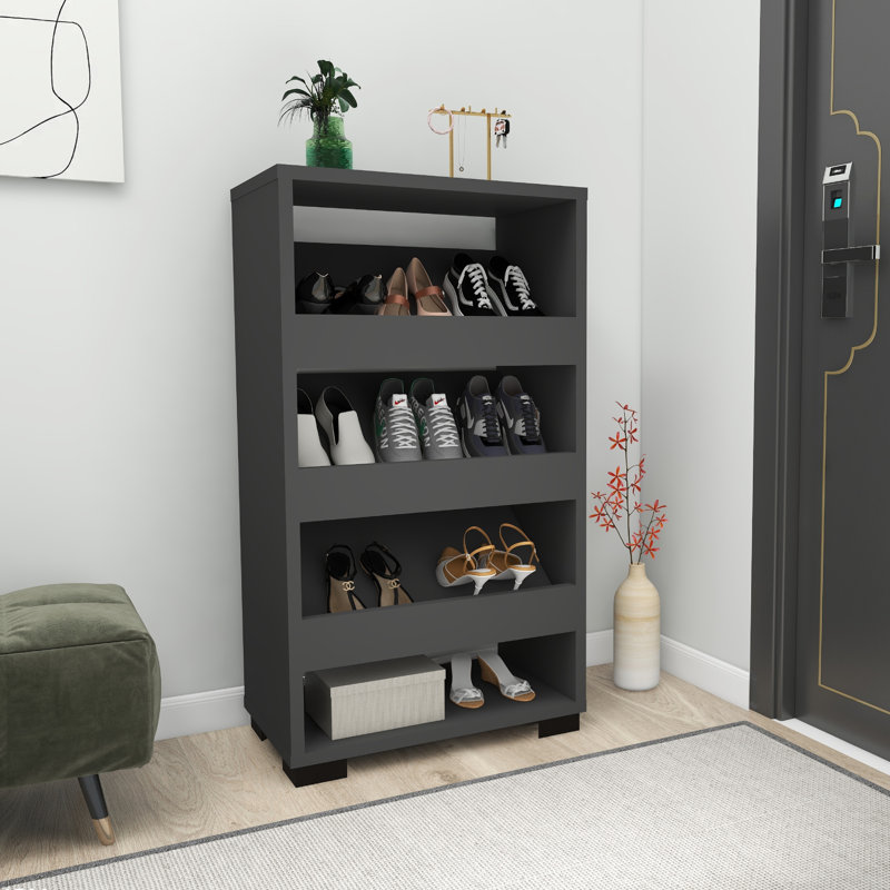 Shoe Rack 12 Pair Leslie, Dark Grey