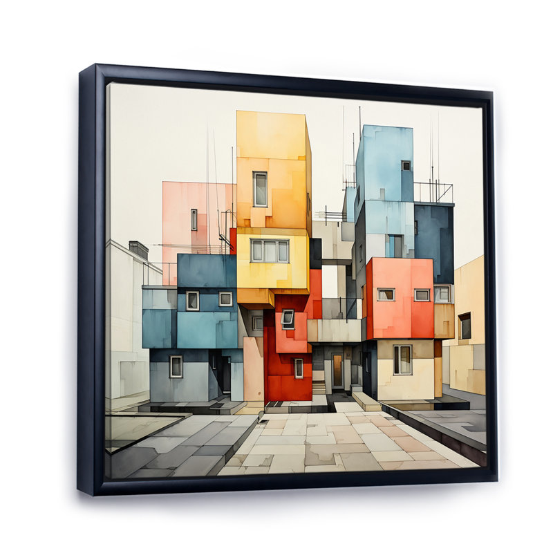 Street Art Paint II - Cityscapes Wall Decor, Cadre flottant noir, H 24 po x l 24 po