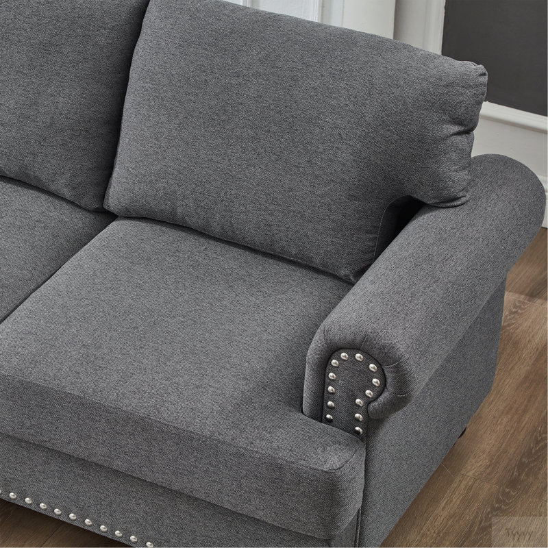 Causeuse 59,5 po en tissu de polyester moderne et classique., Gris