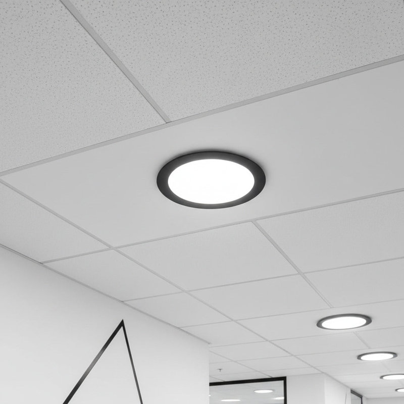UltraBeam 18 Watt LED Slimline Round Recessed Ceiling Down Light, Black