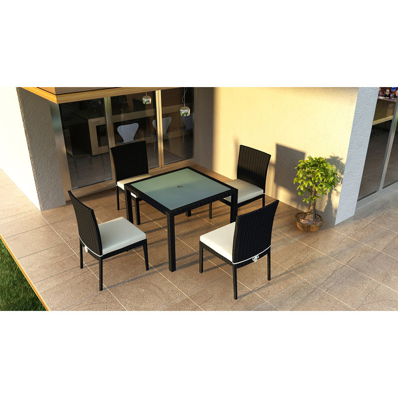 Urbana Outdoor 9 - Piece Dining Set with Cushions, 29.5" H x 59" W x 59" L, Cast Silver Sunbrella®, Cast Silver Sunbrella®