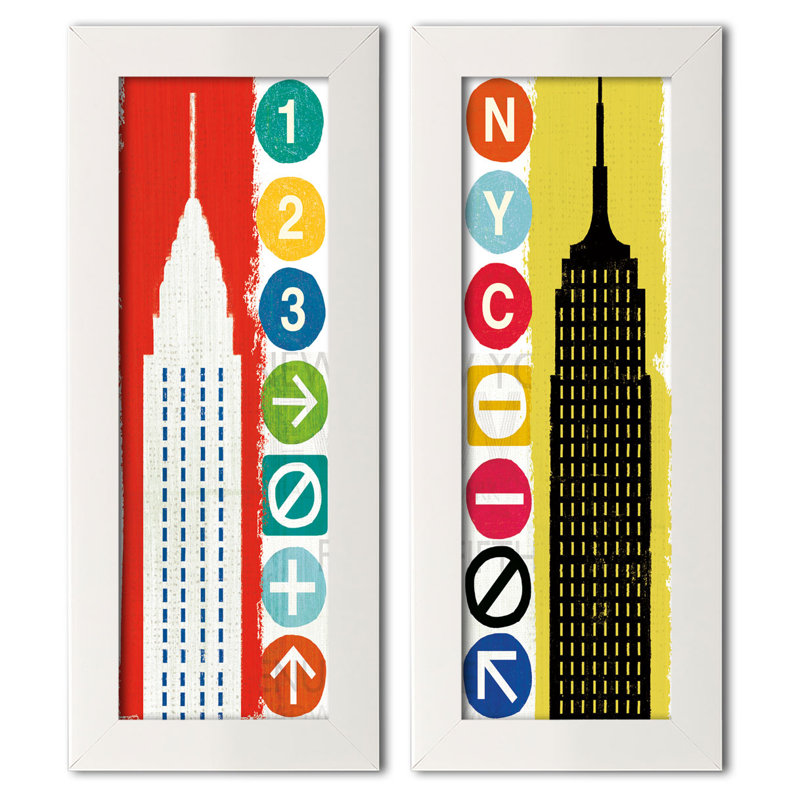 « new york city life empire & chrysler », ensemble de 2 reproductions d’art, H 20 po x l 8 po x P 1,5 po