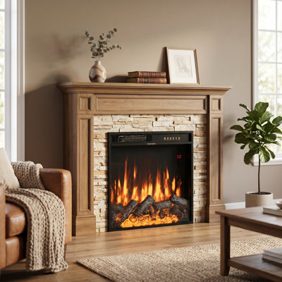 Wall-Mounted Electric Fireplace - 12 Colors, Adjustable Heat, Sleek Black Decor