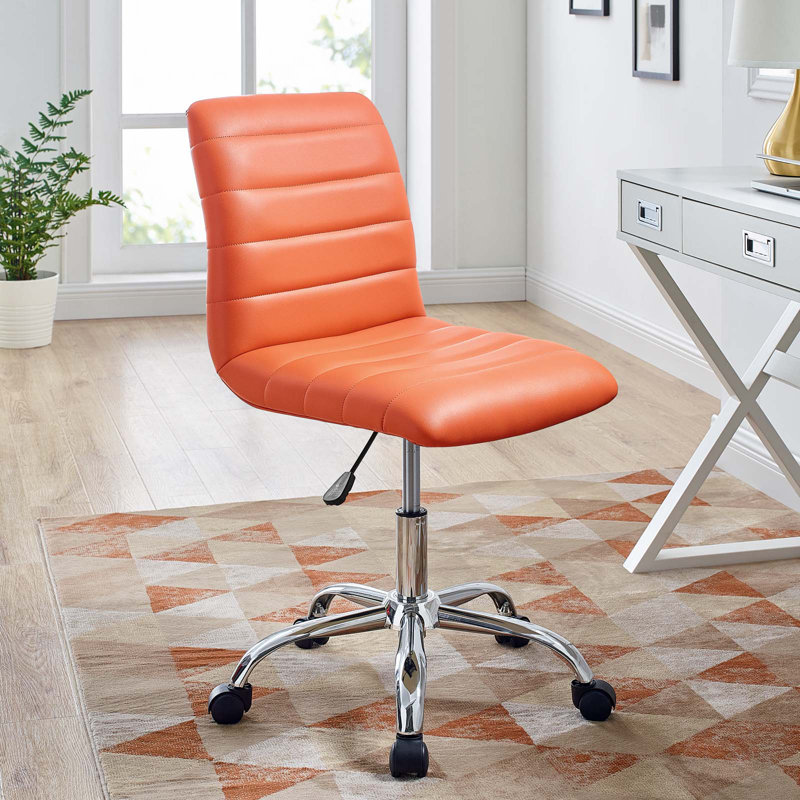 Modway Ripple Armless Mid Back Vinyl Office Chair, Orange