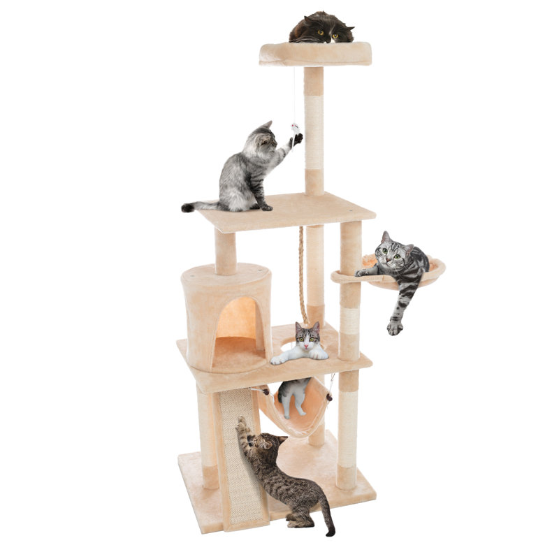  PETMAKER 4-Tier Cat Tower for Indoor Cats, Beige