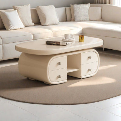 Table à thé crémeuse avec rangement