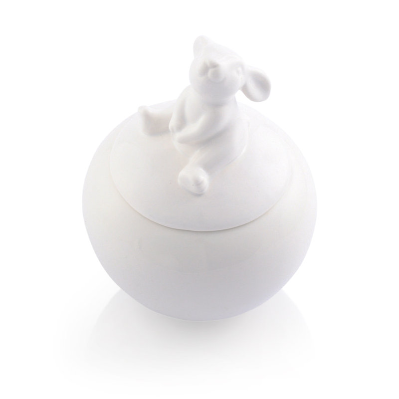 White Porcelain Bunny Lid Sugar Bowl