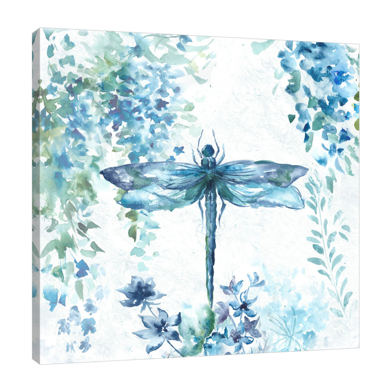 Wisteria And Dragonfly III by Tre Sorelle Studios - Wrapped Canvas Print, 30cm H x 30cm W x 4cm D