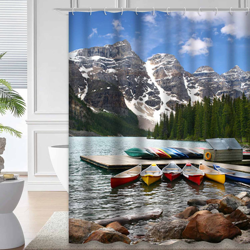 Rideau de douche avec 12 crochets Moraine Lake Banff Canada Park, L 72 po x l 84 po