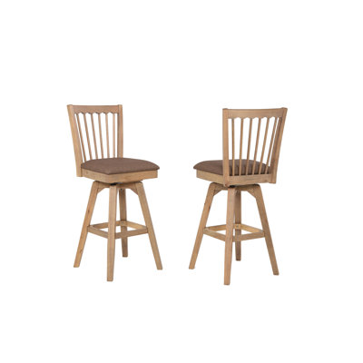 Solid Wood Spindle Back Swivel Bar Stool