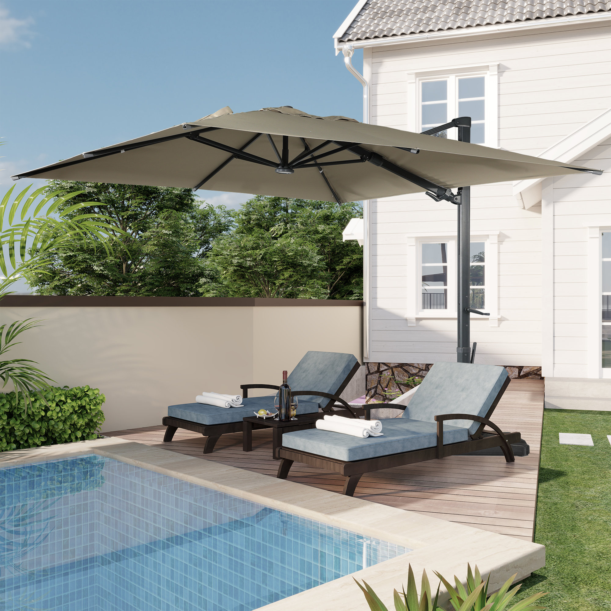 4 seat patio furniture set with umbrella Giantex 6 Pieces Patio Dining Set, Folding Patio Chairs Set of 4, Tempered Glass Umbrella Table with Hole Brown