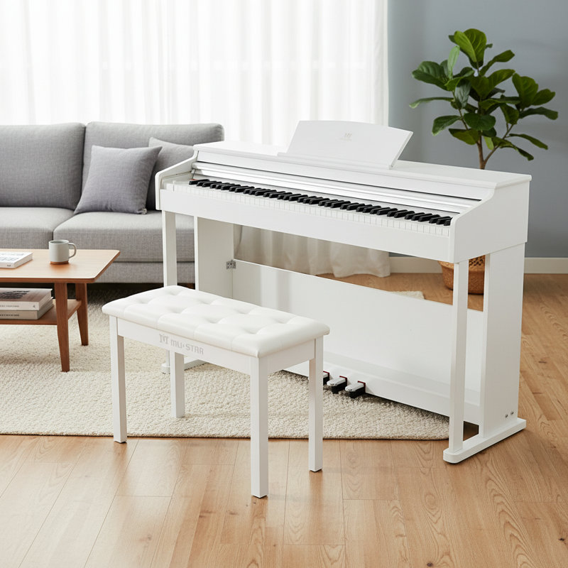 2 Packages Play Music Instrument With Bench, White