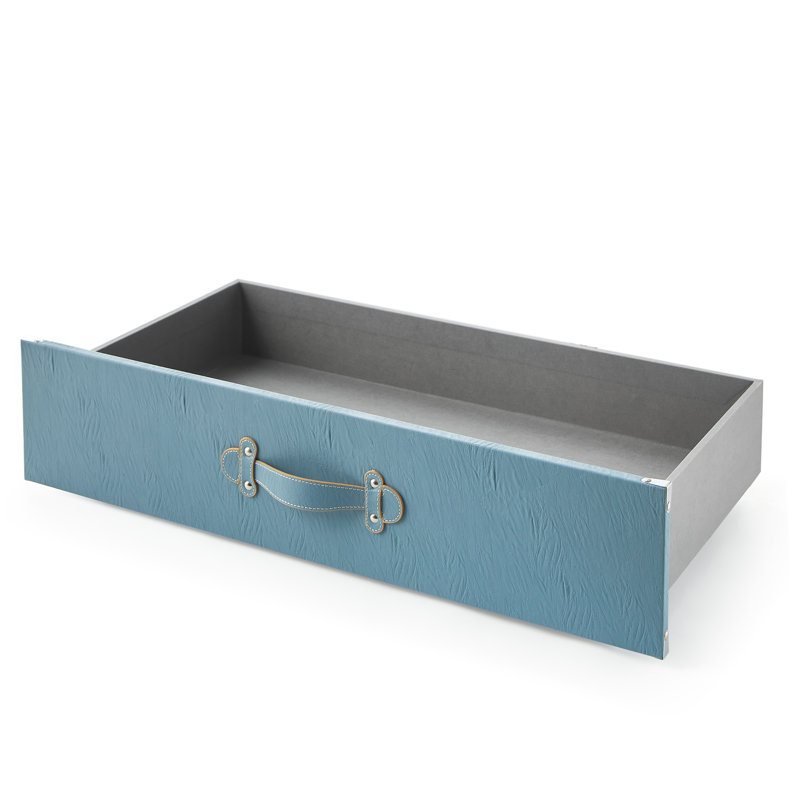 DormCo Texture Underbed Storage Bin with Wheels, Weathered Smoke Blue