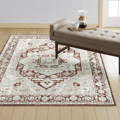 Tapis ivoire / rouge Amareona