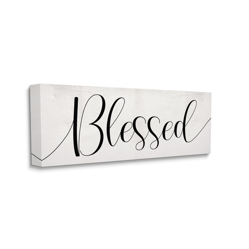 «Bold Blessed Script», typographie charmante, blanc cassé, Toile tendue, H 13 po x l 30 po x P 1,5 po