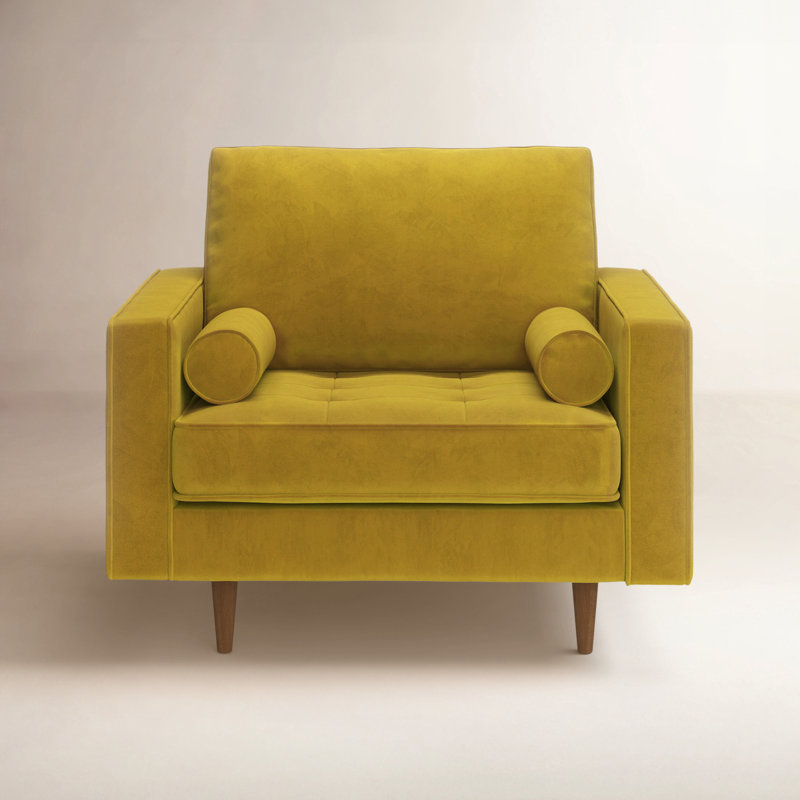 Fauteuil touffeté l 41,5 po Pritchett, Velours performance Bella Gold