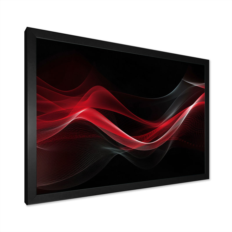Abstraction contemplative rouge et noire III - impression, Cadre photo noir, H 12 po x l 20 po x P 1 po
