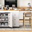Îlot de cuisine 74,8 po avec table de salle à manger extensible, chariot de rangement de cuisine avec 3 tiroirs, prise de courant, îlot de cuisine sur roulettes avec support à épices et armoire à 2 portes, îlot de cuisine-296914531