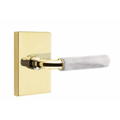 Select Round Privacy (Bed & Bath) Door Lever with Rectangle Rosette