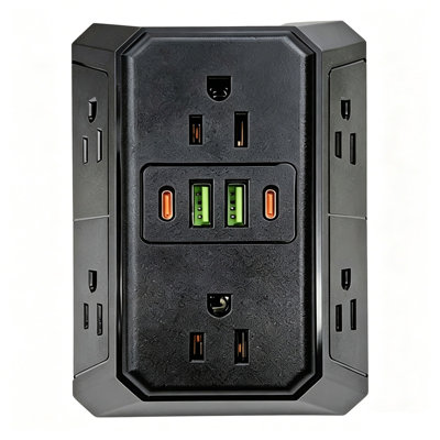 socket extender Multi-Plug  Extender With 6 AC Outlets4 USB Ports 2 USB-CSurgeProtector Wall Charger For Home Office