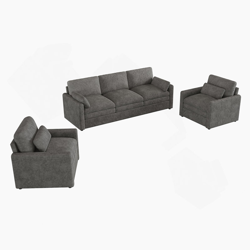 Ensemble de canapé rembourré Cozy avec double coussin, accoudoirs ergonomiques et coussin amovible, idéal pour se détendre dans le salon