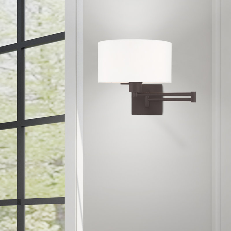 Kevyn Swing Arm Sconce, Off White, Bronze
