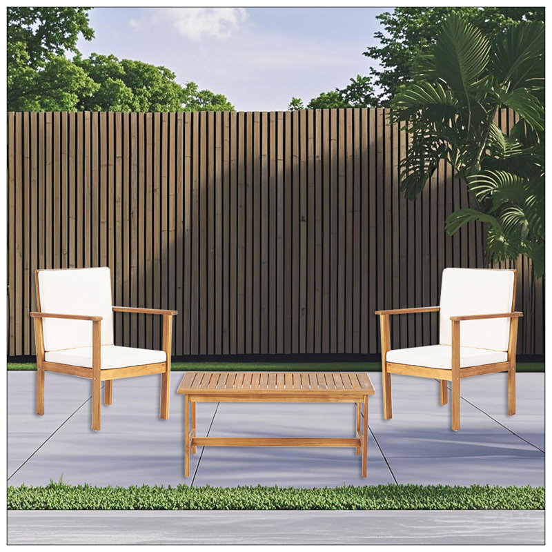 Ensemble de sièges en bois d'acacia exquis avec table élégante pour le plaisir en plein air