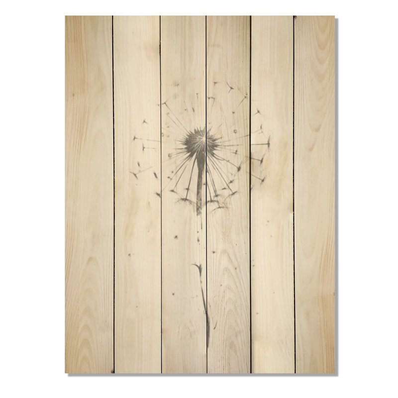 Pissenlit blanc minimaliste - Pissenlit, art mural sur bois de pin naturel, H 40 po x l 30 po
