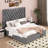 Upholstered Bed Frame With 67.5" Tall Headboard Wingback Platform Bed Tufted Deep Button Velvet-107443603